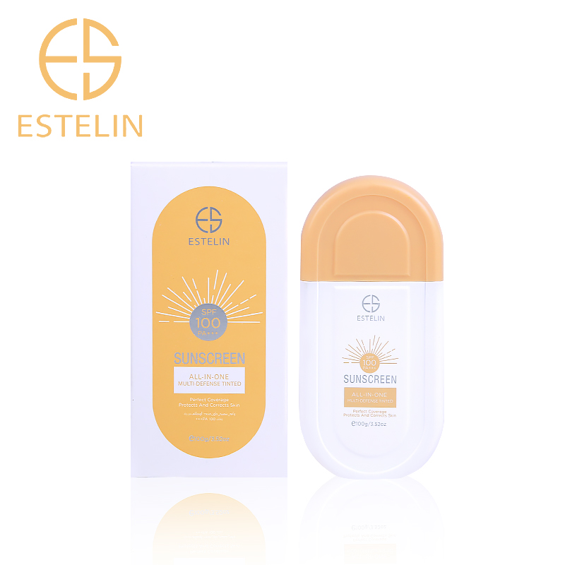 ضدآفتاب-رنگی-ترمیم-کننده-مولتی-دیفنس-استلین-100-گرم-Estelin-Sunscreen-All-In-One-Multi-Defense-Tinted-spf100-PA-2 ضد آفتاب استلین Estelin تینتی حجم 100 میل - Image 1
